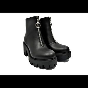 Altercore Gemma chunky vegan leather zip front platform ankle boots